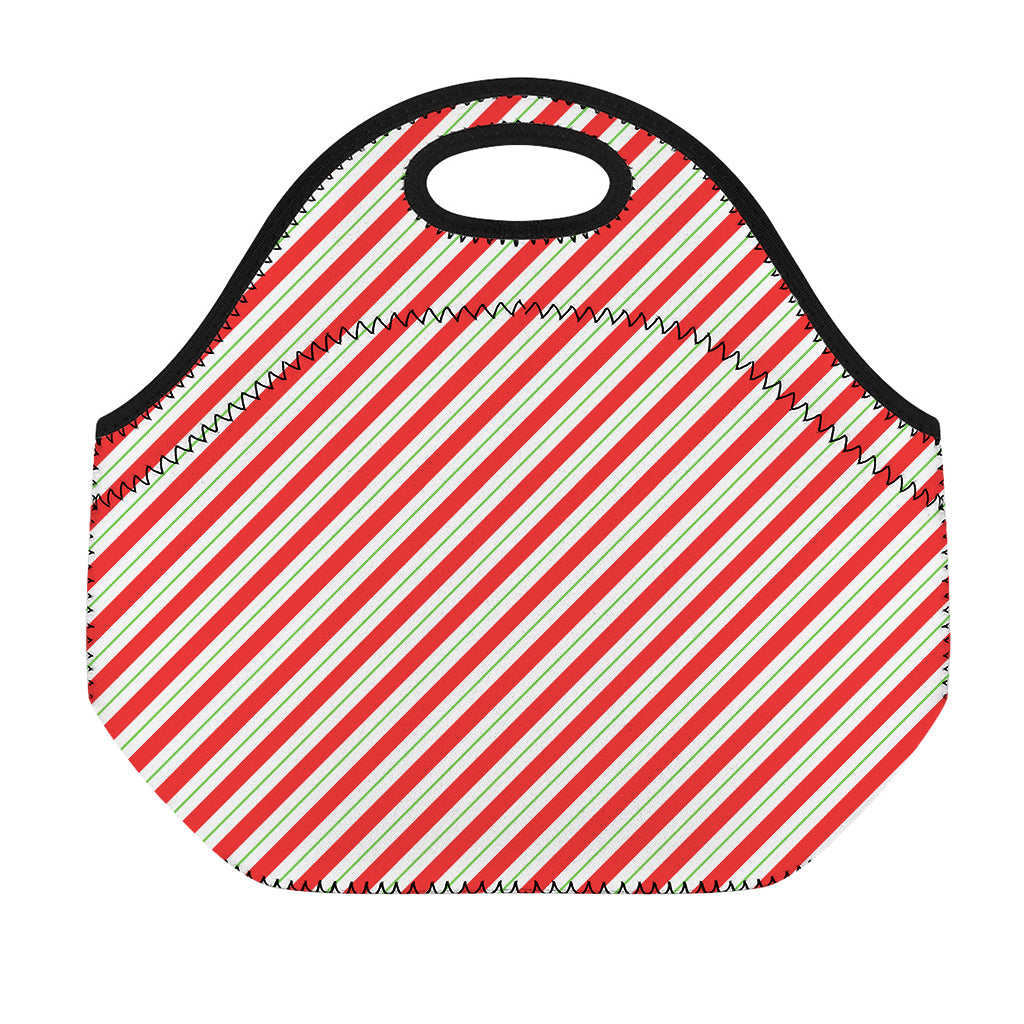 Christmas Candy Cane Stripe Print Neoprene Lunch Bag