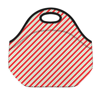 Christmas Candy Cane Stripe Print Neoprene Lunch Bag