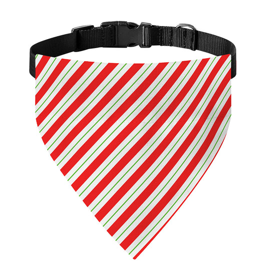 Christmas Candy Cane Stripe Print Over The Collar Dog Bandana