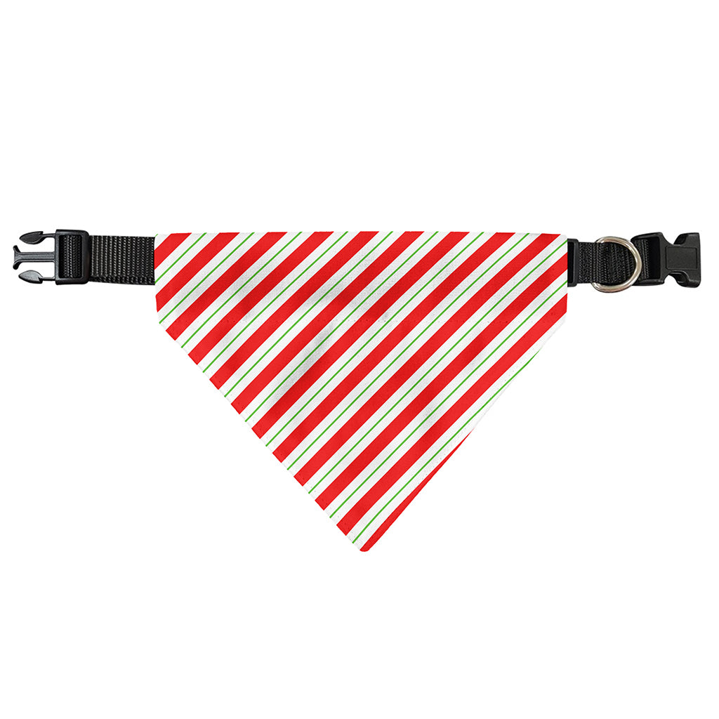 Christmas Candy Cane Stripe Print Over The Collar Dog Bandana