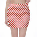 Christmas Candy Cane Stripe Print Pencil Mini Skirt
