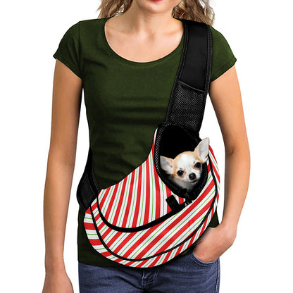 Christmas Candy Cane Stripe Print Pet Sling Carrier