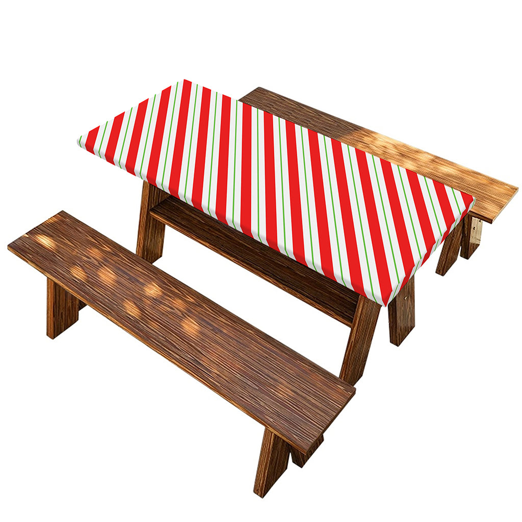 Christmas Candy Cane Stripe Print Picnic Table Cover