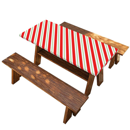 Christmas Candy Cane Stripe Print Picnic Table Cover