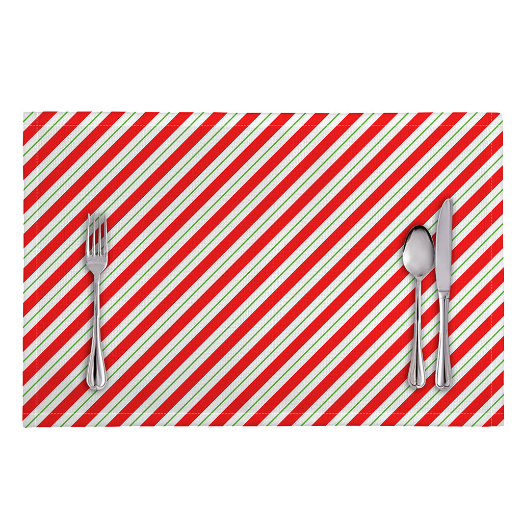 Christmas Candy Cane Stripe Print Placemat