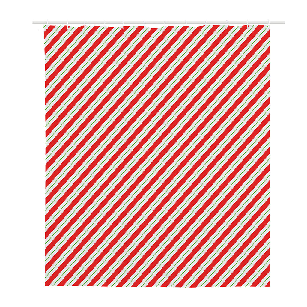 Christmas Candy Cane Stripe Print Polyester Shower Curtain