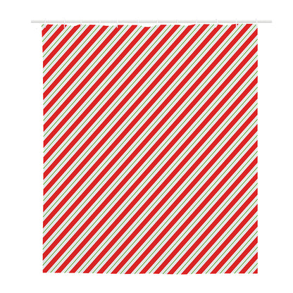 Christmas Candy Cane Stripe Print Polyester Shower Curtain