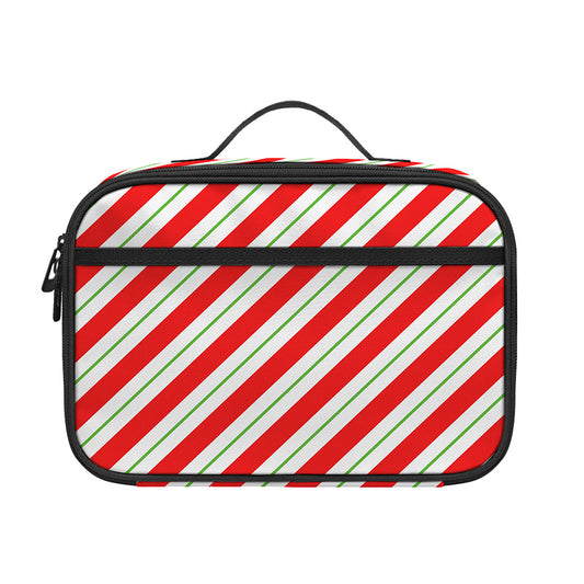 Christmas Candy Cane Stripe Print Portable Lunch Bag