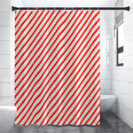 Christmas Candy Cane Stripe Print Premium Shower Curtain