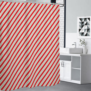 Christmas Candy Cane Stripe Print Premium Shower Curtain