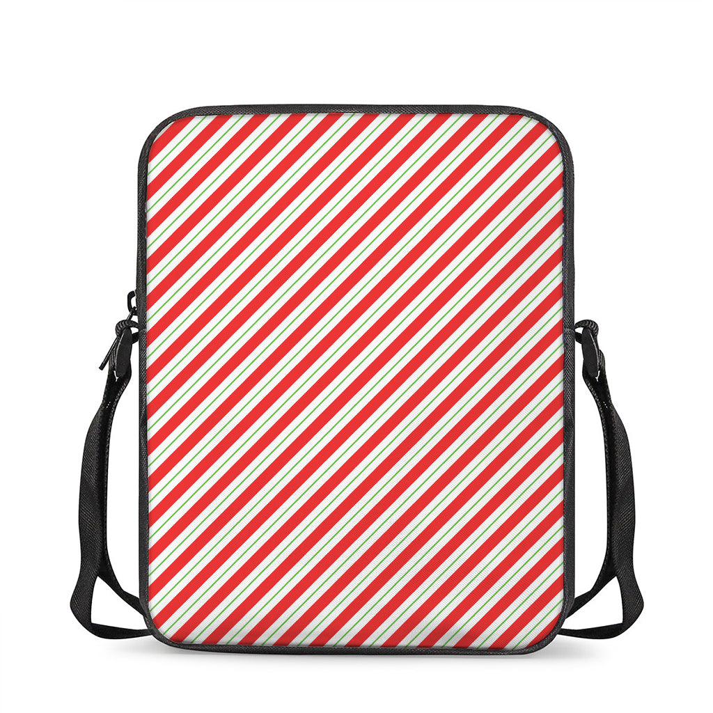 Christmas Candy Cane Stripe Print Rectangular Crossbody Bag