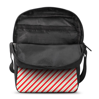 Christmas Candy Cane Stripe Print Rectangular Crossbody Bag