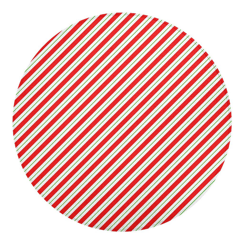 Christmas Candy Cane Stripe Print Round Blanket