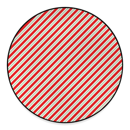 Christmas Candy Cane Stripe Print Round Floor Mat