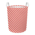 Christmas Candy Cane Stripe Print Round Laundry Basket