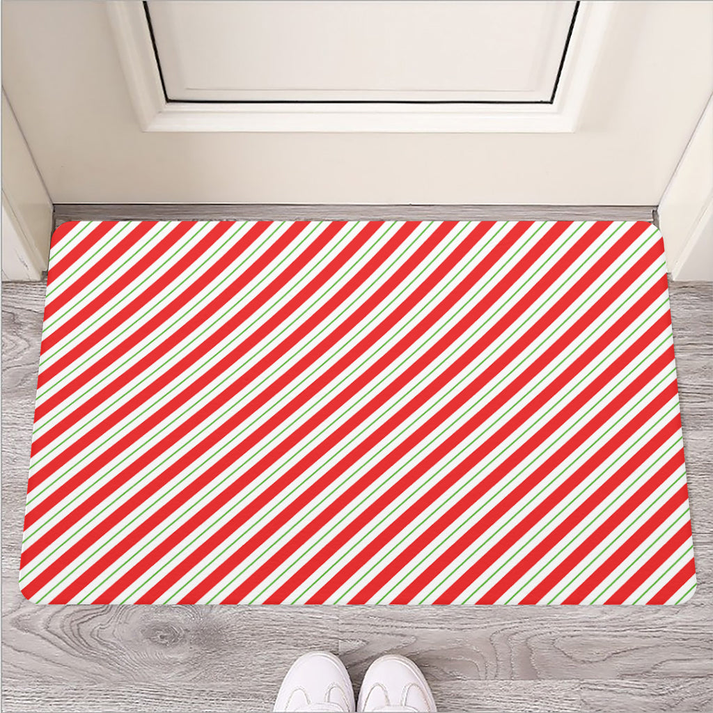 Christmas Candy Cane Stripe Print Rubber Doormat