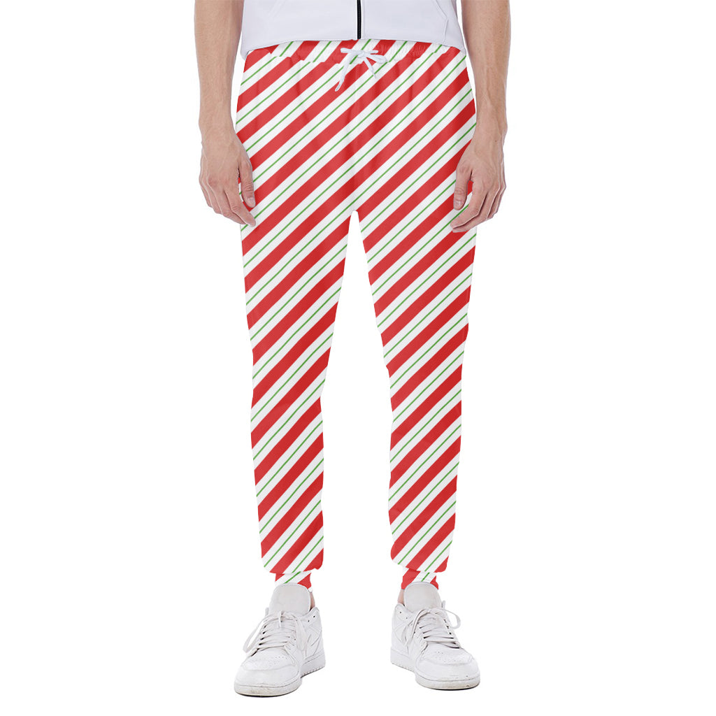 Christmas Candy Cane Stripe Print Scuba Joggers