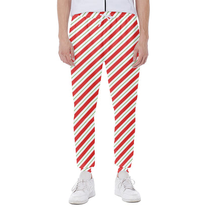 Christmas Candy Cane Stripe Print Scuba Joggers