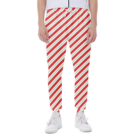 Christmas Candy Cane Stripe Print Scuba Joggers