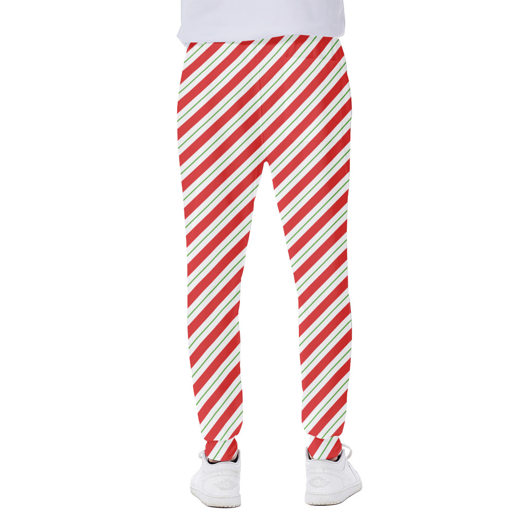 Christmas Candy Cane Stripe Print Scuba Joggers