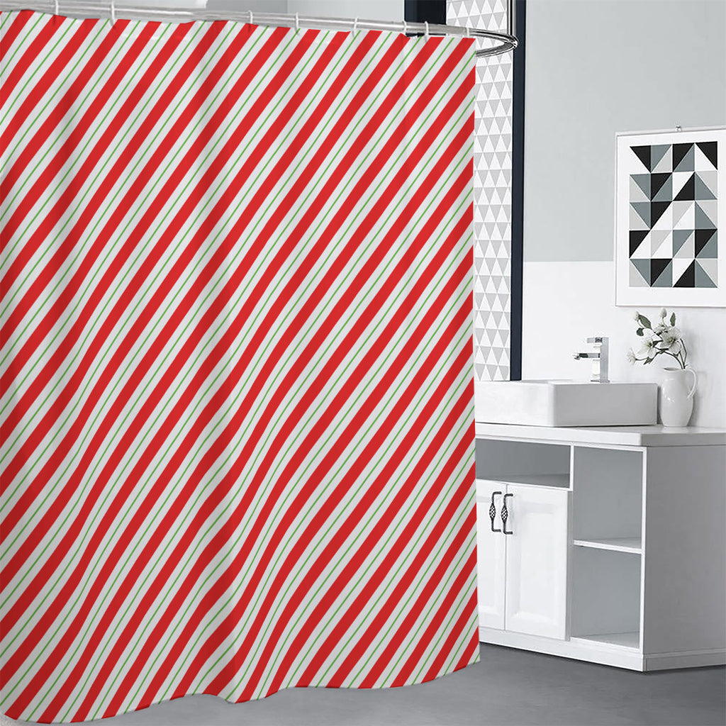 Christmas Candy Cane Stripe Print Shower Curtain