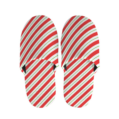 Christmas Candy Cane Stripe Print Slippers