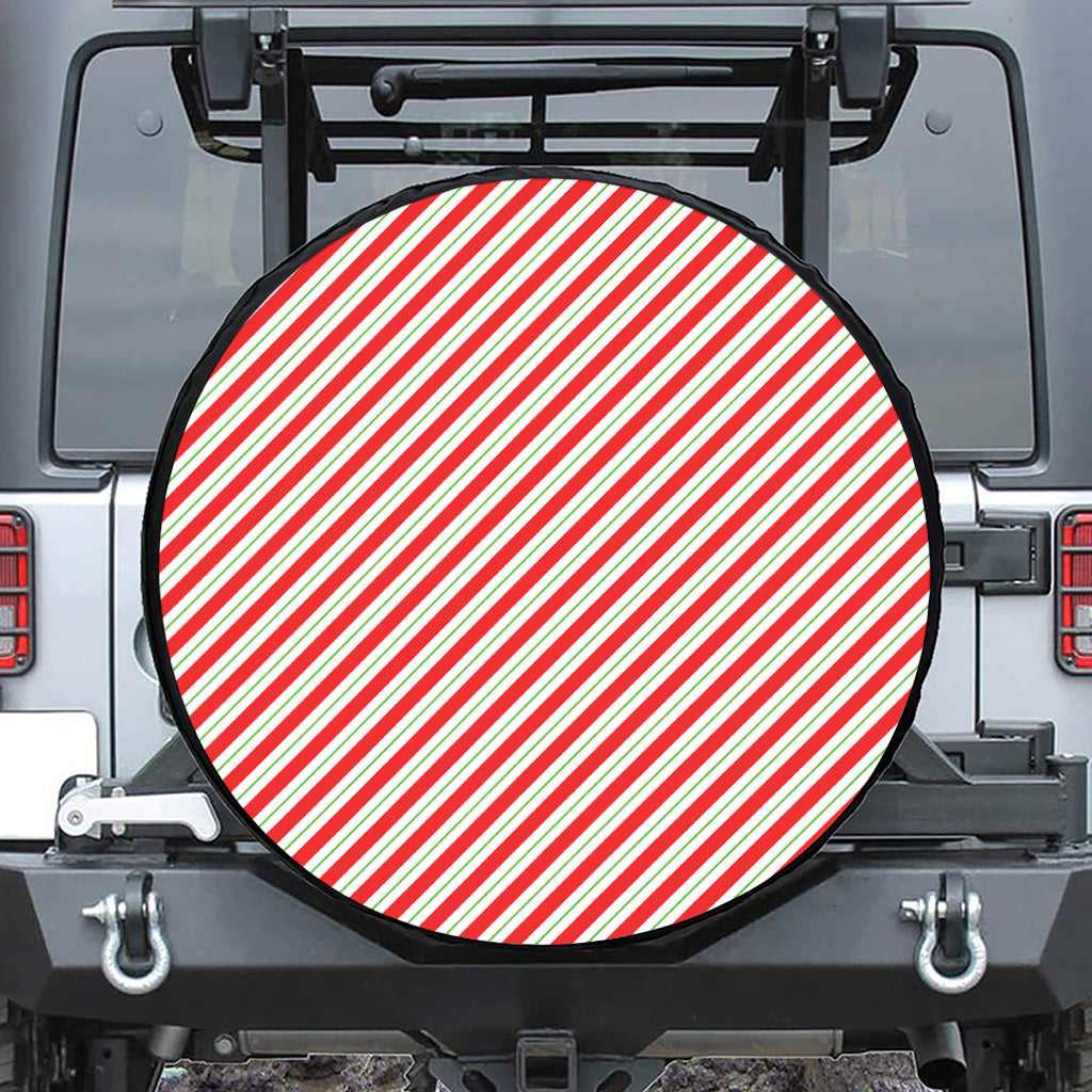 Christmas Candy Cane Stripe Print Tire Cover