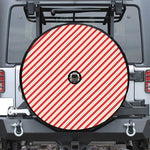 Christmas Candy Cane Stripe Print Tire Cover With Camera Hole