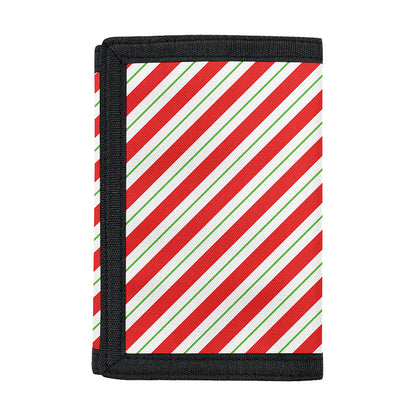 Christmas Candy Cane Stripe Print Trifold Wallet