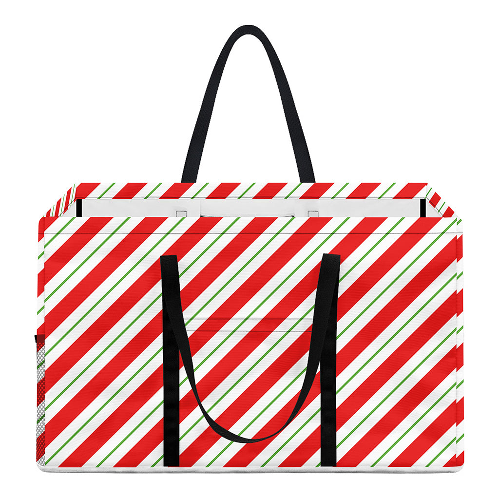 Christmas Candy Cane Stripe Print Utility Tote Bag