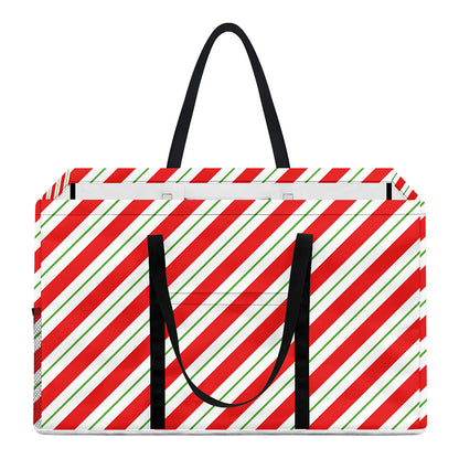 Christmas Candy Cane Stripe Print Utility Tote Bag