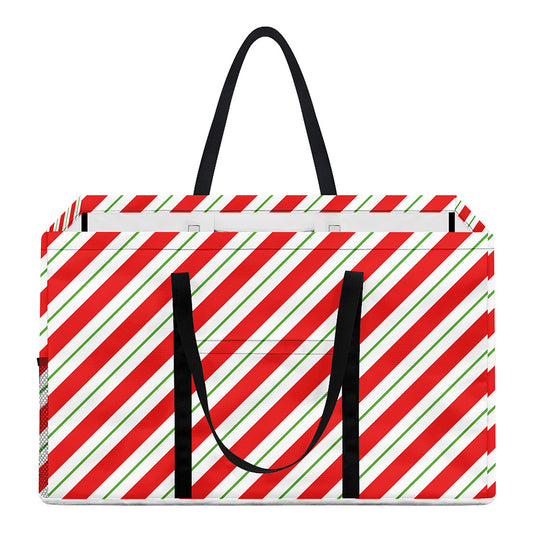 Christmas Candy Cane Stripe Print Utility Tote Bag
