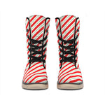 Christmas Candy Cane Stripe Print Winter Boots