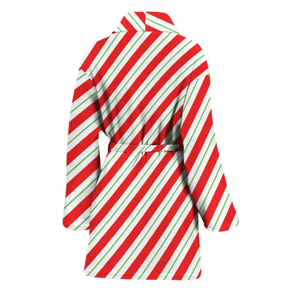 Christmas Candy Cane Stripe Print Women's Bathrobe