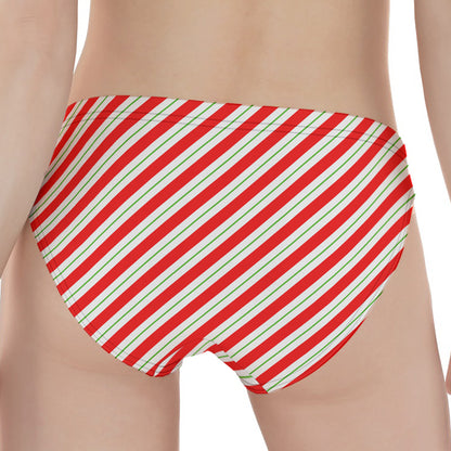 Christmas Candy Cane Stripe Print Women's Panties
