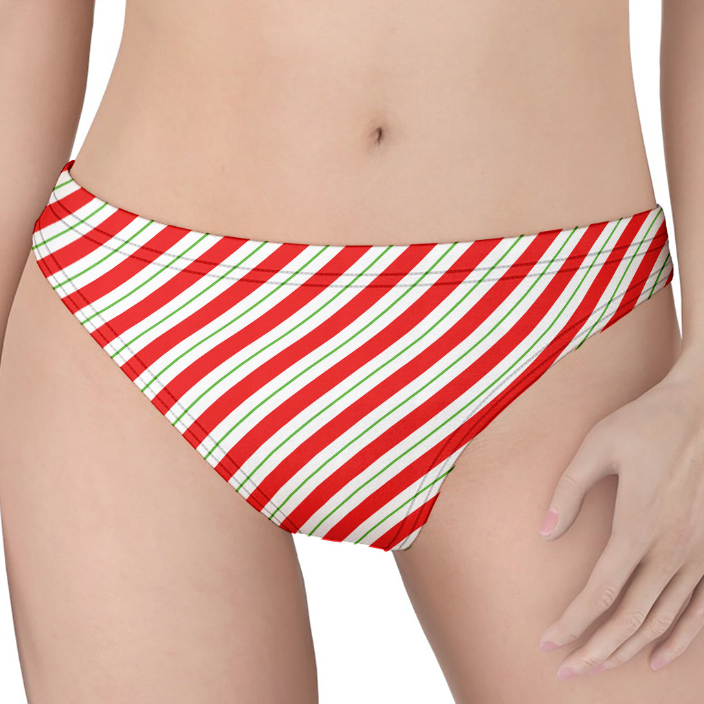 Christmas Candy Cane Stripe Print Women's Thong