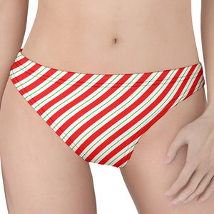 Christmas Candy Cane Stripe Print Women's Thong