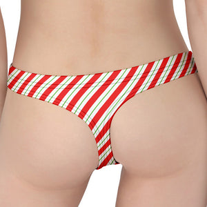 Christmas Candy Cane Stripe Print Women's Thong