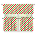 Christmas Candy Cane Striped Print 3 Piece Kitchen Curtains