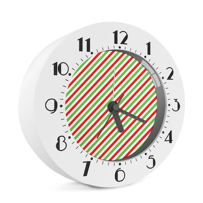 Christmas Candy Cane Striped Print Alarm Clock