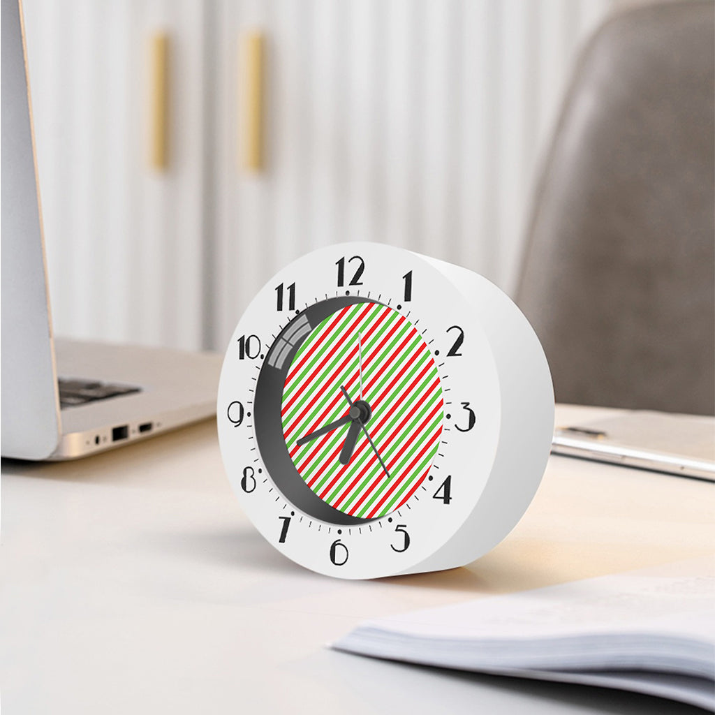 Christmas Candy Cane Striped Print Alarm Clock