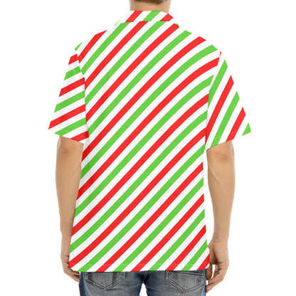 Christmas Candy Cane Striped Print Aloha Shirt