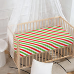 Christmas Candy Cane Striped Print Baby Crib Sheet