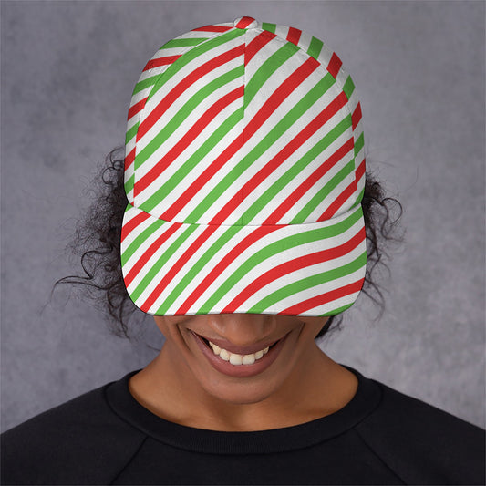 Christmas Candy Cane Striped Print Baseball Cap