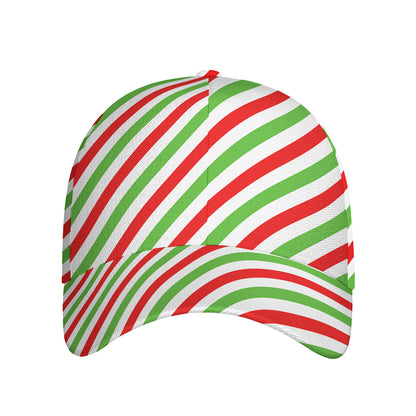 Christmas Candy Cane Striped Print Baseball Cap