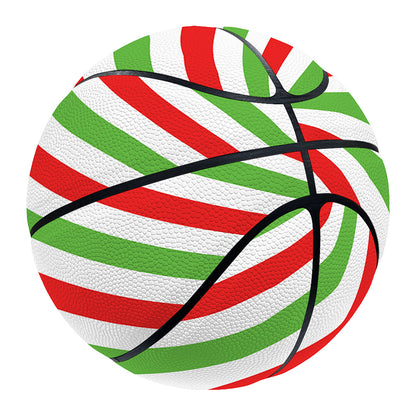 Christmas Candy Cane Striped Print Basketball