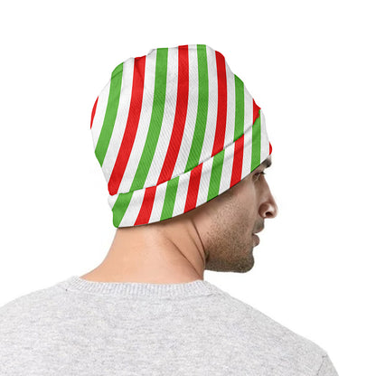 Christmas Candy Cane Striped Print Beanie