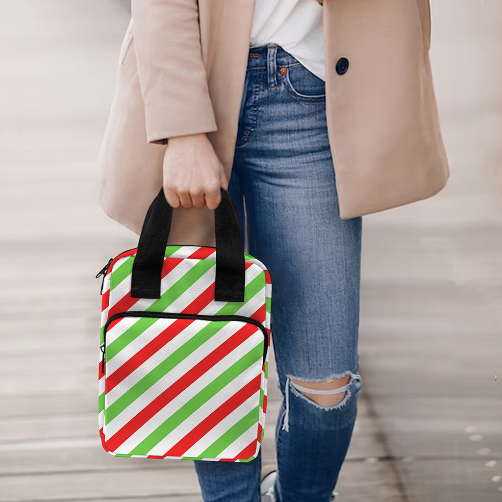 Christmas Candy Cane Striped Print Bible Tote Bag