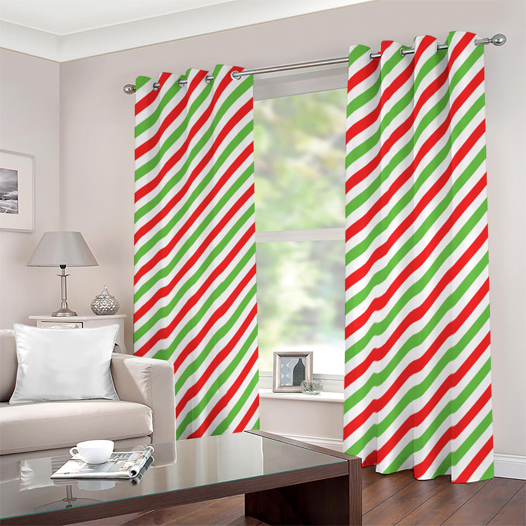 Christmas Candy Cane Striped Print Blackout Grommet Curtains