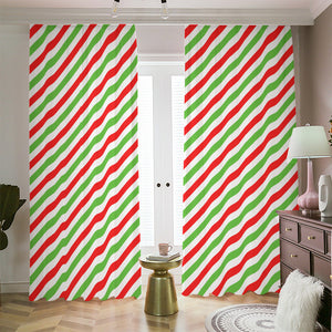 Christmas Candy Cane Striped Print Blackout Pencil Pleat Curtains